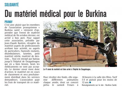 Le 4ème envoi de matériel est bien arrivé à l’hôpital de Ouagadougou.