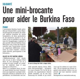 Article paru dans l'Union du dimanche 13 septembre 2020 à propos de notre mini brocante.