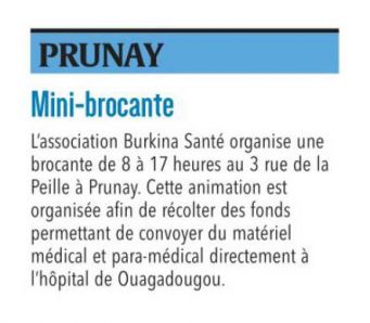 Article paru dans l'Union du vendredi 25 juin, annonçant notre brocante du dimanche 27 juin.