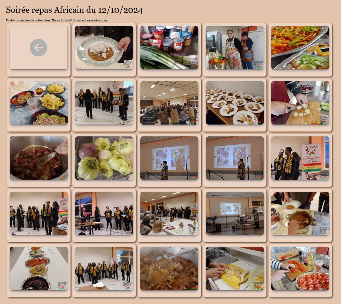 Soirée repas africain du 12 octobre 2024.